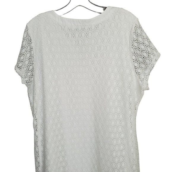 Isaac Mizrahi Live Size XL Dress Knit Lace Medallion Overlay Lined Knee Length - Picture 6 of 10